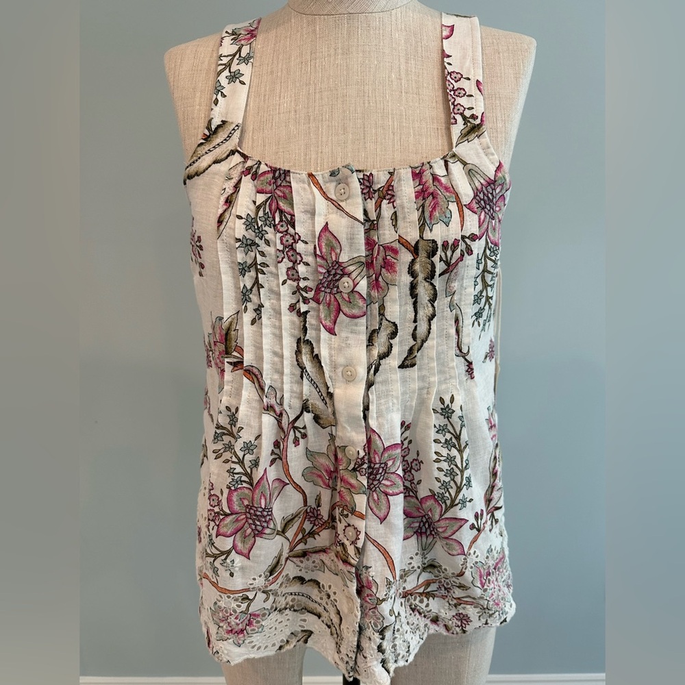 a.n.a White Flowered Tank Top with eyelet bottom. NWT